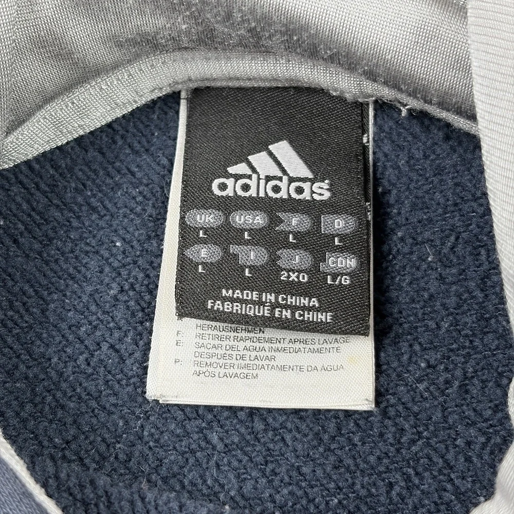 Adidas‎ Hoodie Mens Large Blue Embroidered Logo Distressed Grunge Pullover Y2K